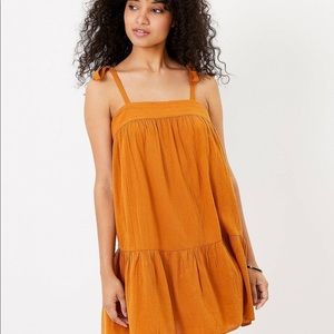 Loft beach tie strap swing dress turmeric spice xs